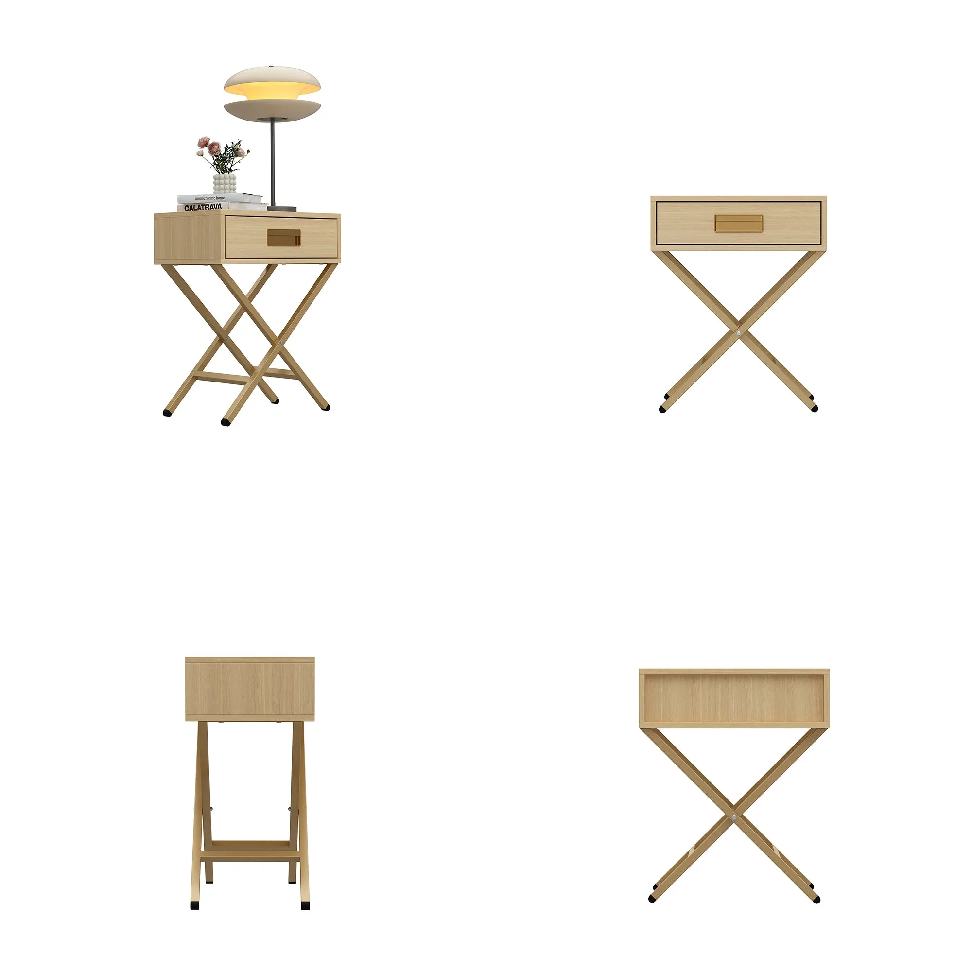 1 Drawer End Table With Crossed Legs