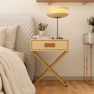 1 Drawer End Table With Crossed Legs