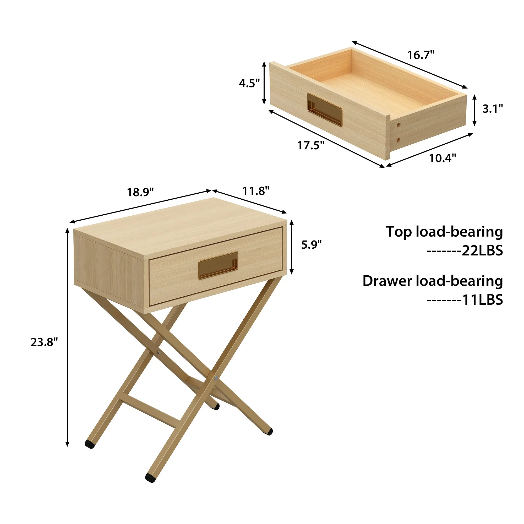 1 Drawer End Table With Crossed Legs
