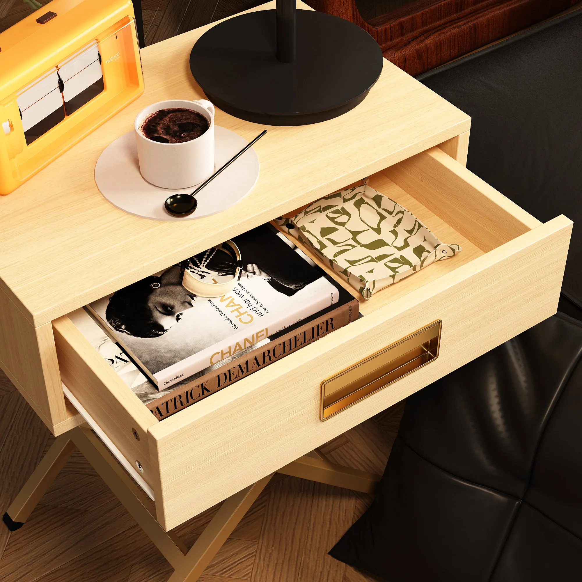 1 Drawer End Table With Crossed Legs