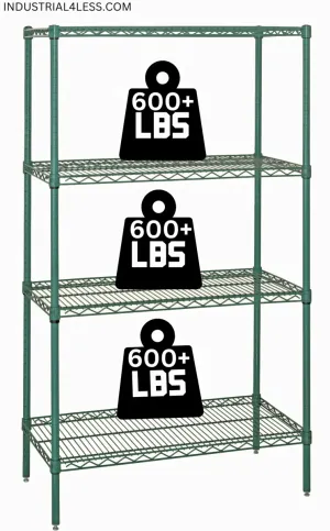 1242G | 12" x 42" Green Epoxy Shelving Unit
