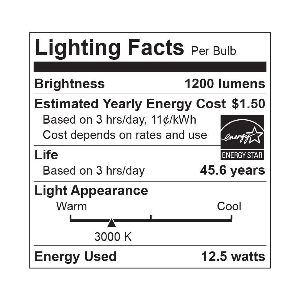 12.5W White Outdoor Non-Dimmable LED Integrated Flame Bulb Fixture - 110 Degree Beam - 120V - E12 Base - 1200 Lm - 3000K Warm White