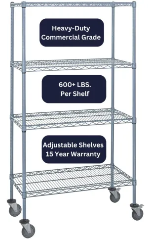 14" x 48" Gray Shelving on Wheels