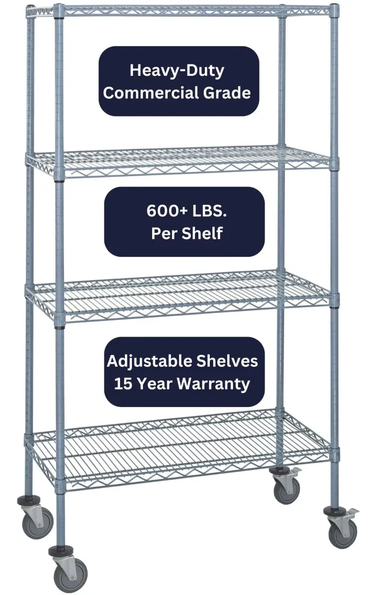 14" x 48" Gray Shelving on Wheels