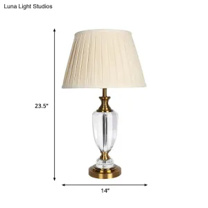 14"/16" Wide Nightstand Lamp - Simple White Bedroom Night Light with Fabric Shade