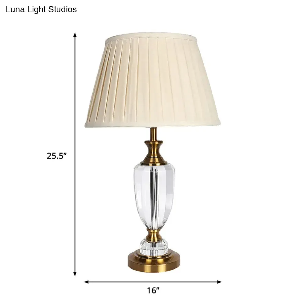 14"/16" Wide Nightstand Lamp - Simple White Bedroom Night Light with Fabric Shade