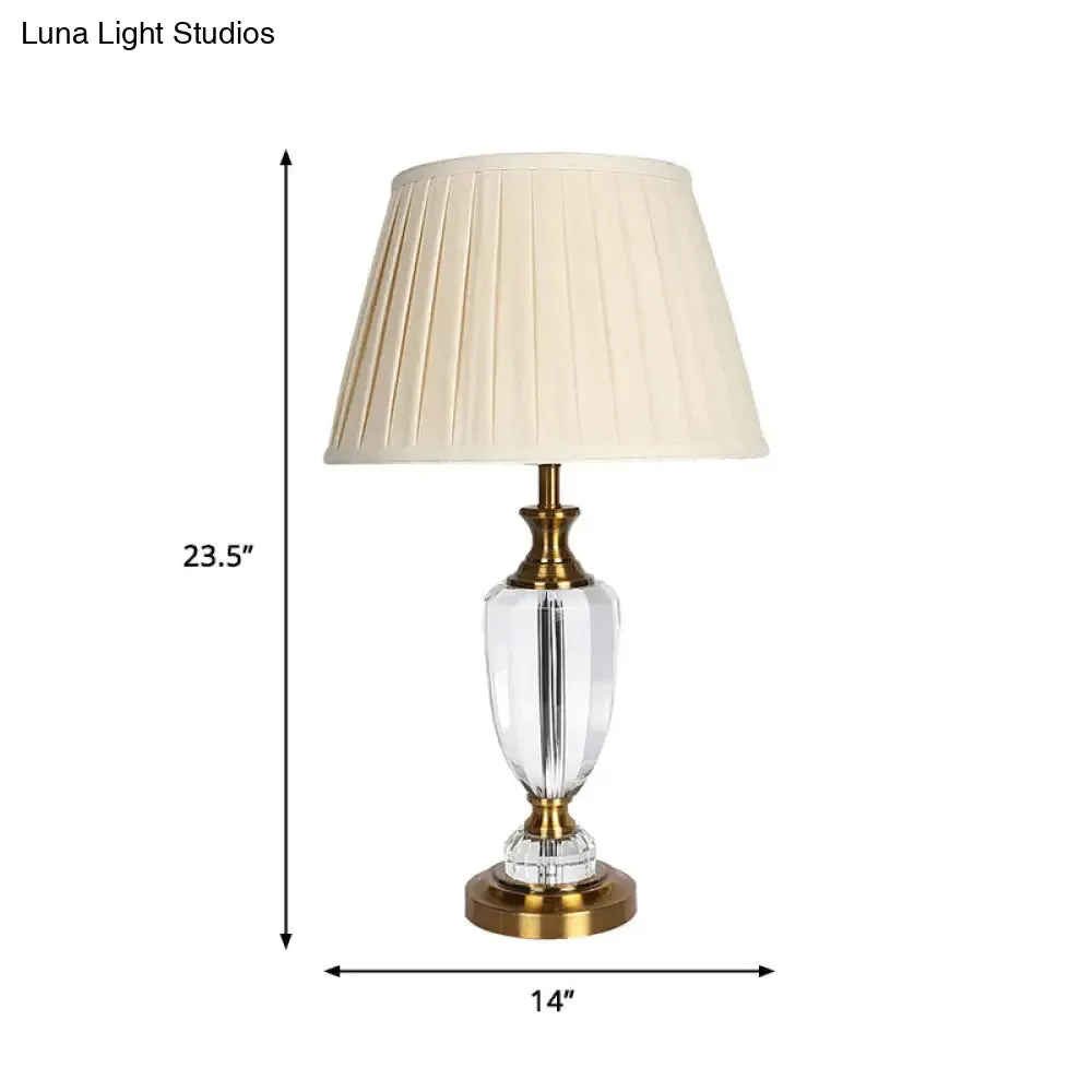 14"/16" Wide Nightstand Lamp - Simple White Bedroom Night Light with Fabric Shade