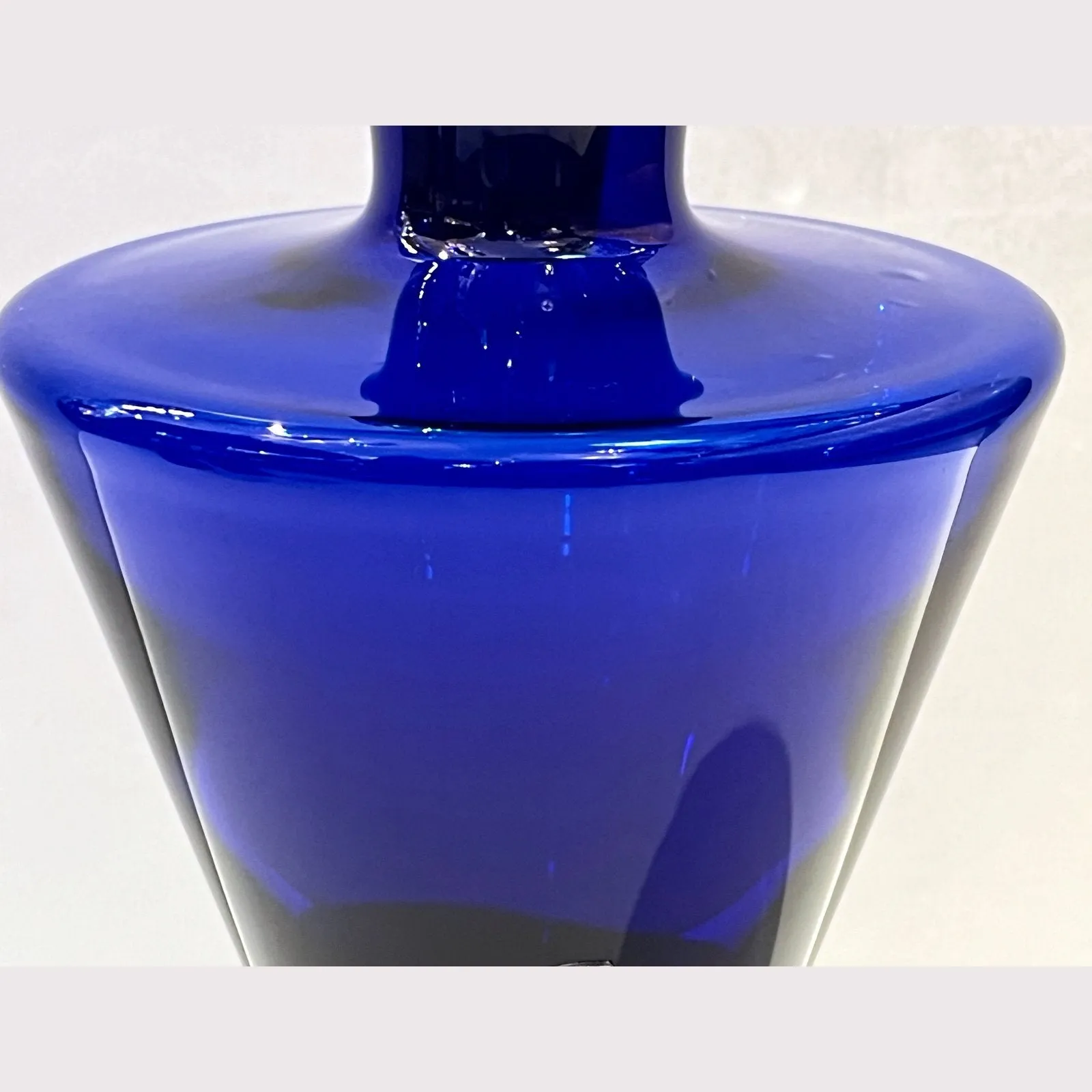 1980 Domar Israel Art Nouveau Style Green Cobalt Blue Glass Silver Bottle