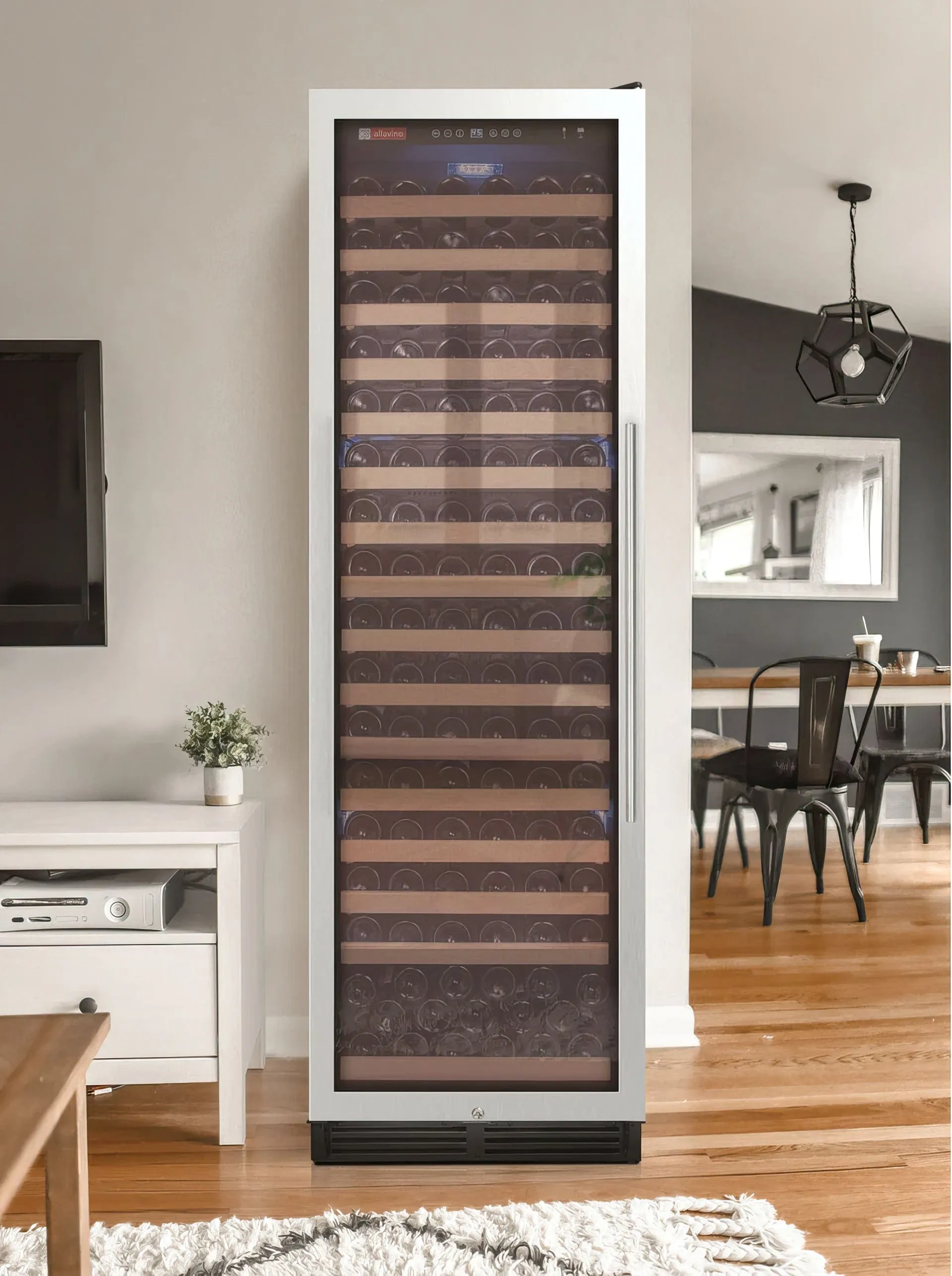 24" Wide FlexCount Classic II Tru-Vino 174 Bottle Single Zone Stainless Steel Left Hinge Wine Refrigerator