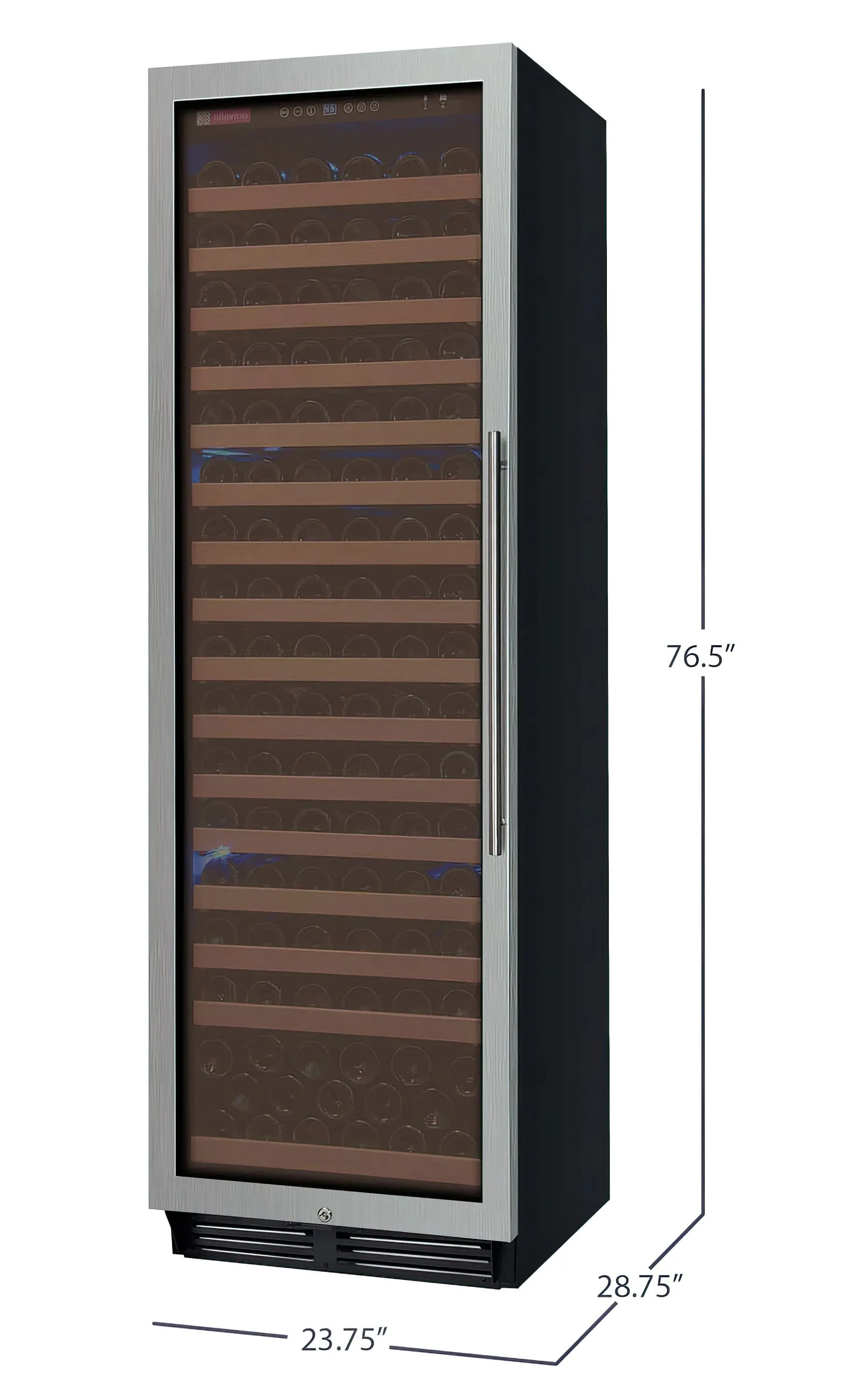 24" Wide FlexCount Classic II Tru-Vino 174 Bottle Single Zone Stainless Steel Left Hinge Wine Refrigerator