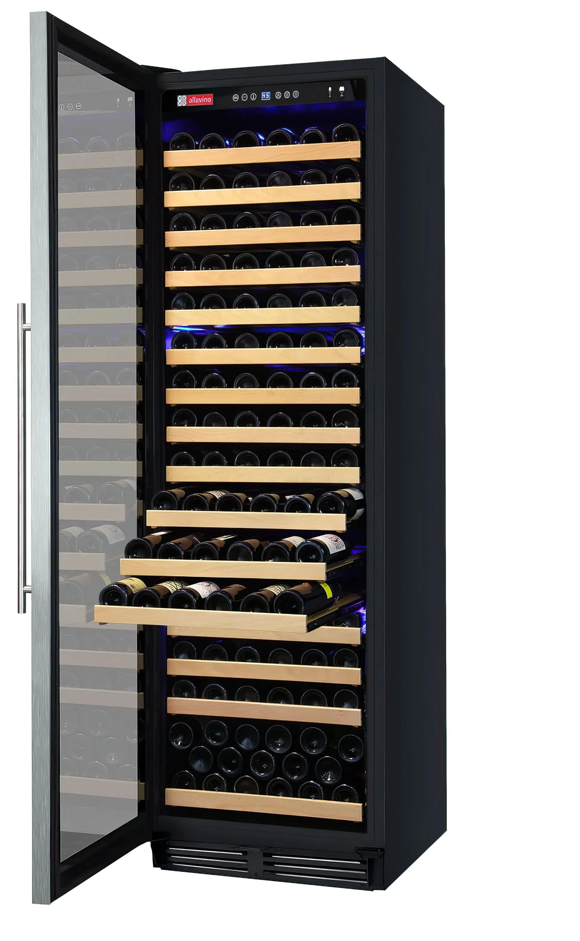 24" Wide FlexCount Classic II Tru-Vino 174 Bottle Single Zone Stainless Steel Left Hinge Wine Refrigerator