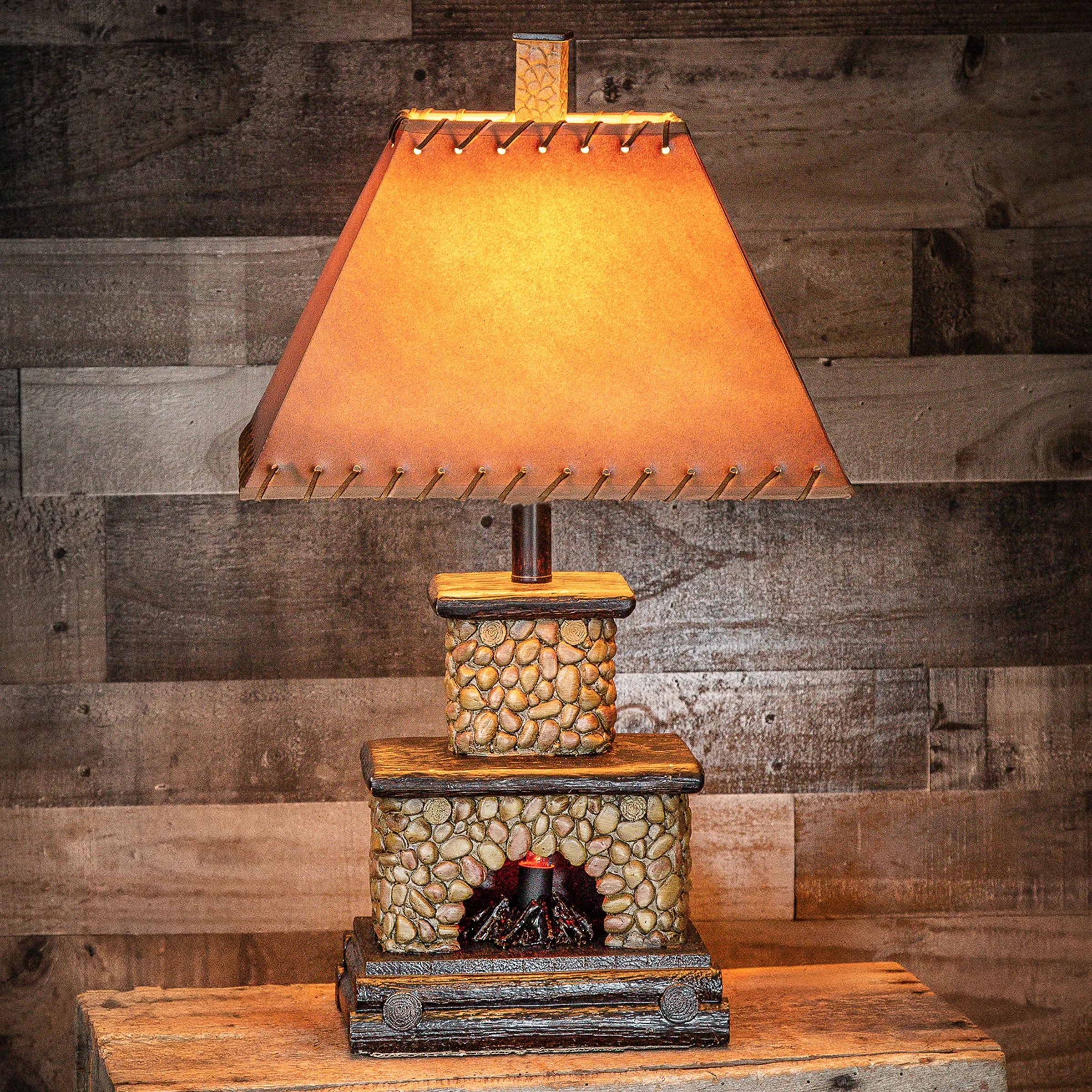 26"H Stone Fireplace Table Lamp