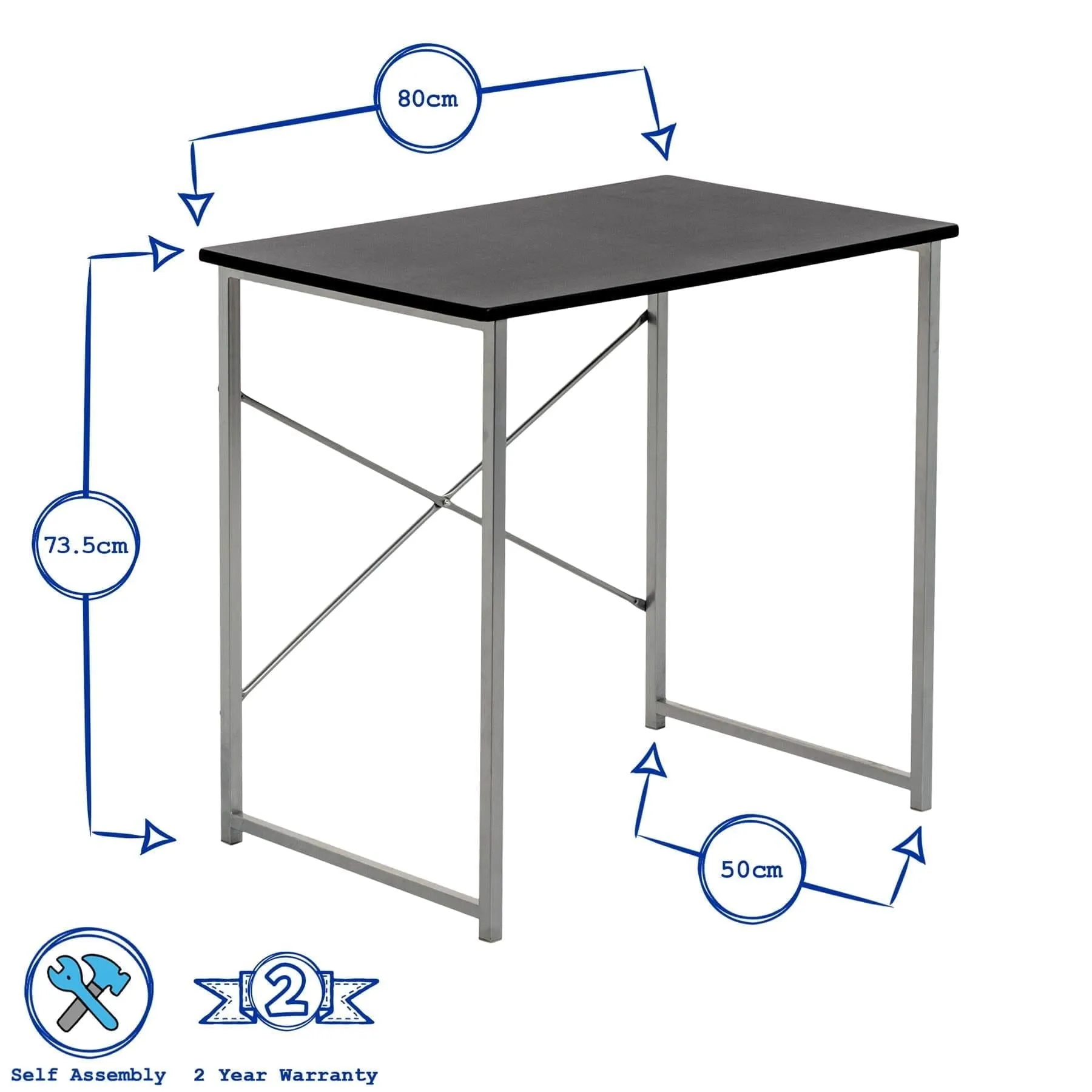 2pc Black Metal Industrial Office Desk & Chair Set - By Harbour Housewares