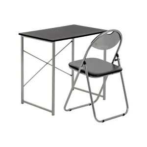 2pc Black Metal Industrial Office Desk & Chair Set - By Harbour Housewares