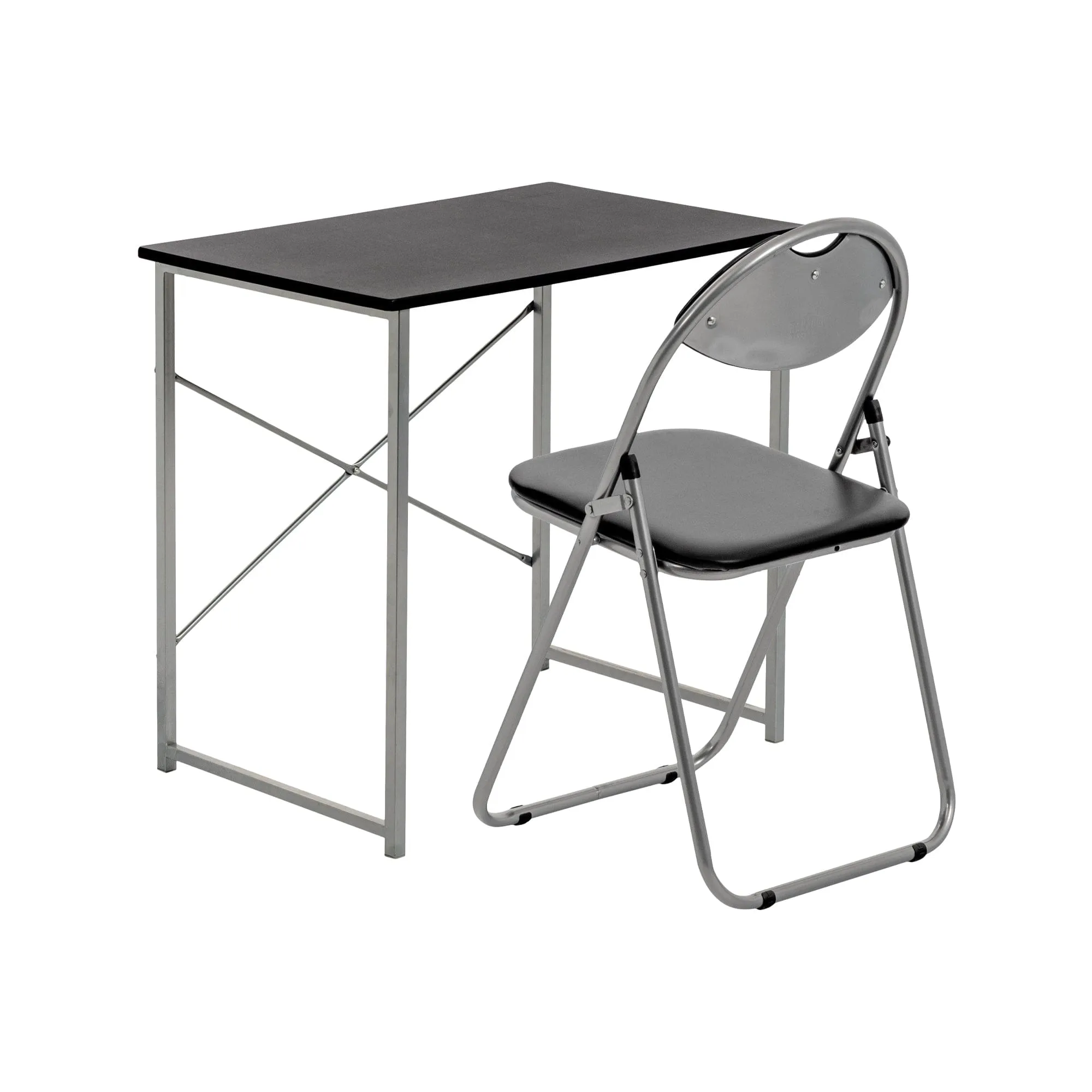 2pc Black Metal Industrial Office Desk & Chair Set - By Harbour Housewares