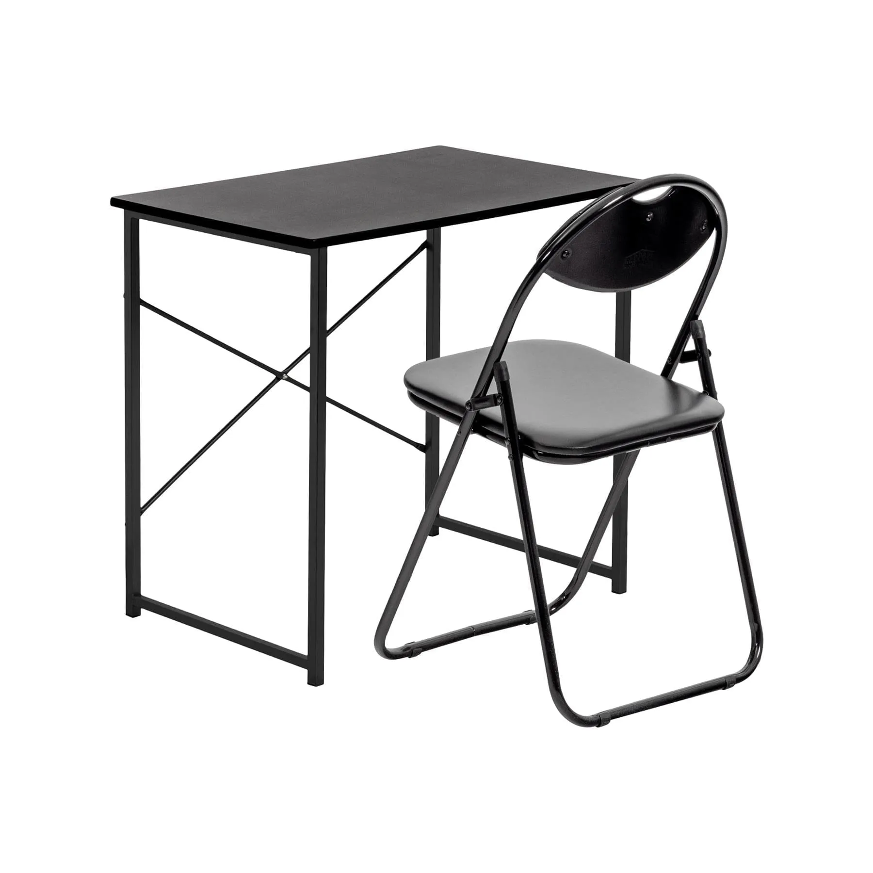 2pc Black Metal Industrial Office Desk & Chair Set - By Harbour Housewares