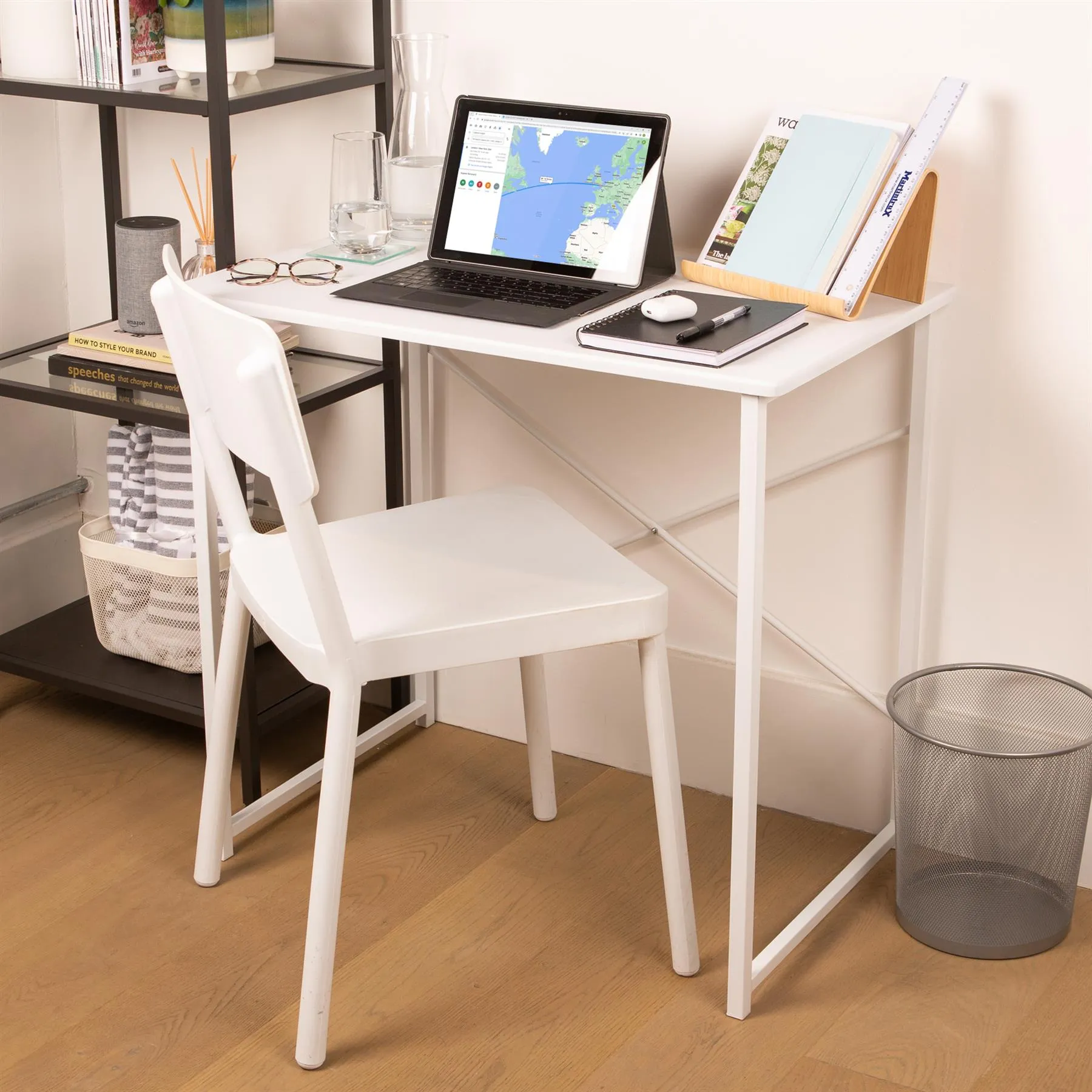 2pc Black Metal Industrial Office Desk & Chair Set - By Harbour Housewares