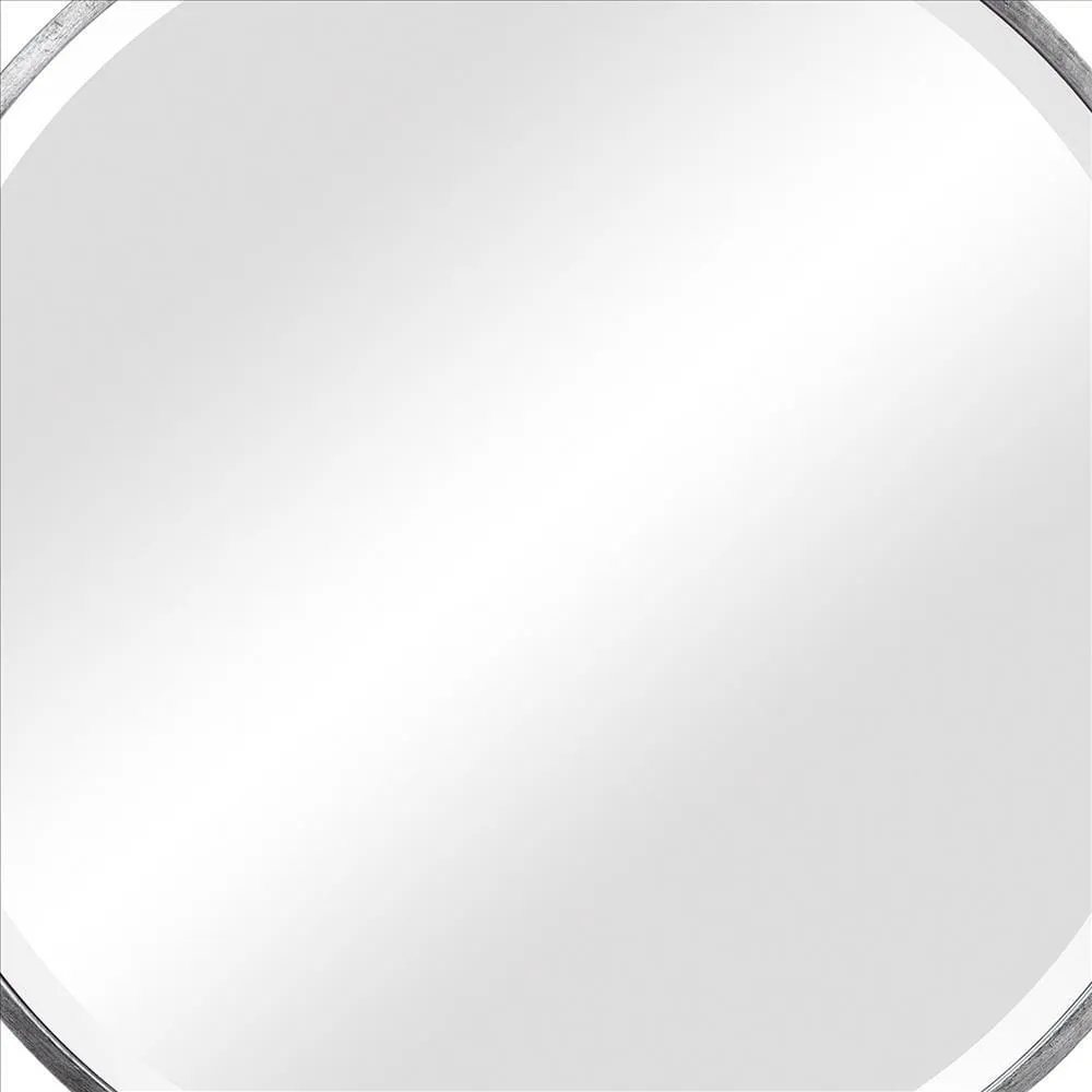 30 Inches 3 Dimensional Round Metal Frame Wall Mirror, Silver By Casagear Home