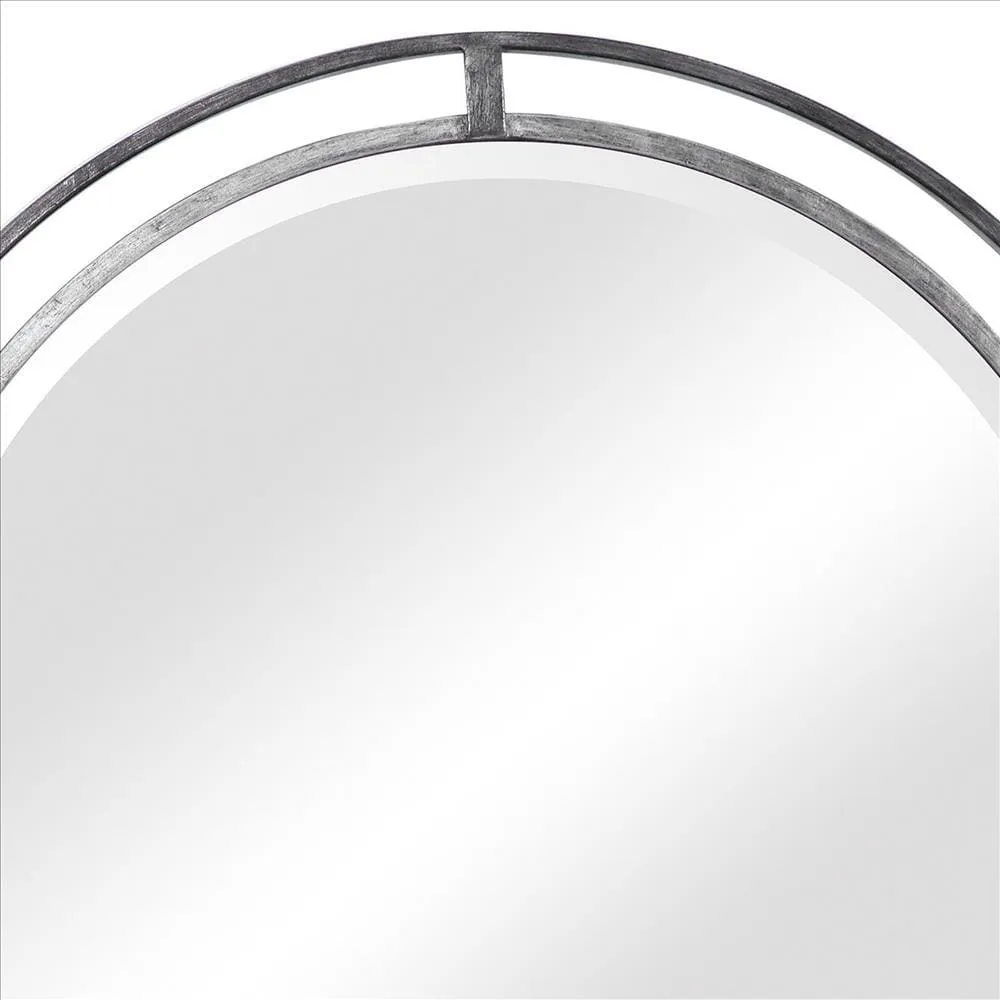 30 Inches 3 Dimensional Round Metal Frame Wall Mirror, Silver By Casagear Home