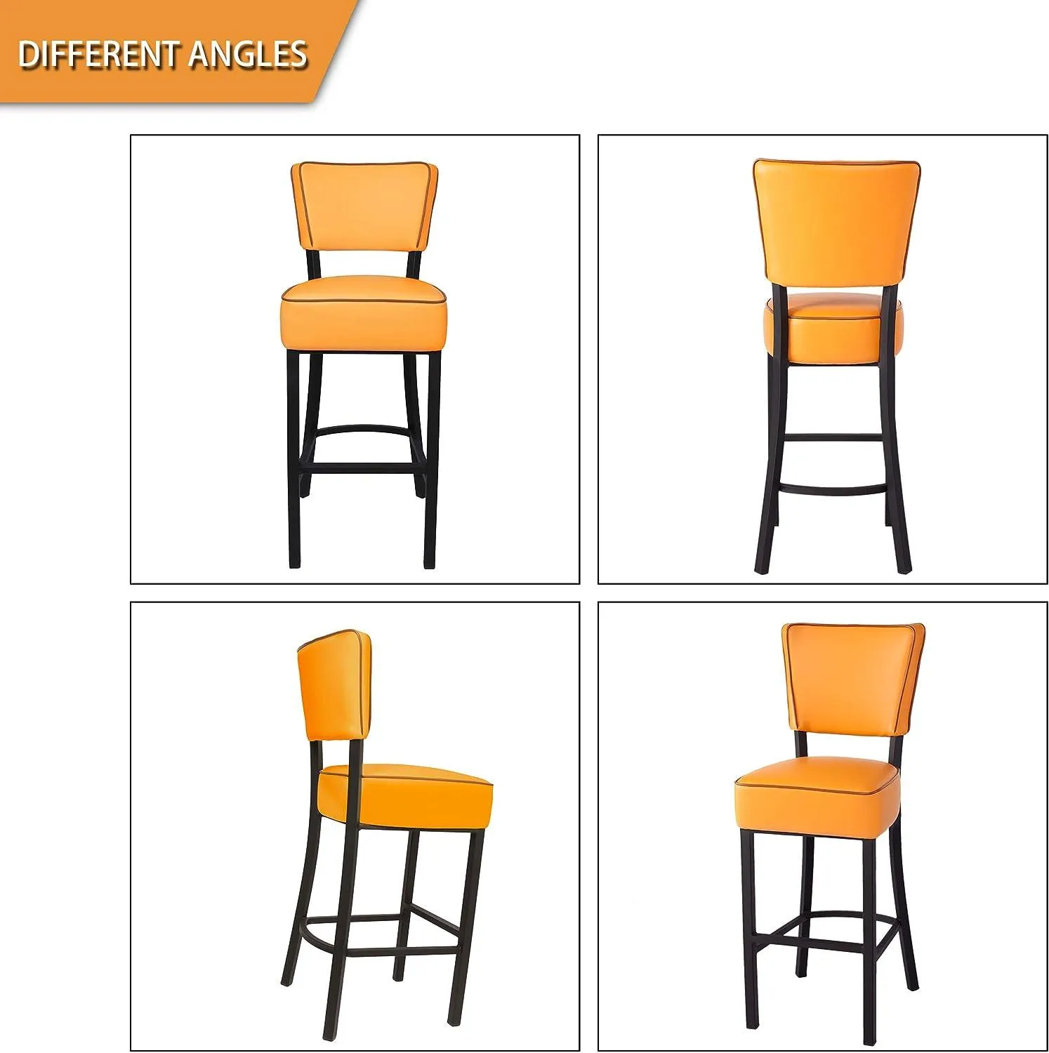 30" Upholstered Bar Stools Kitchen Chairs Counter Pub Leather Dining Chairs, Orange