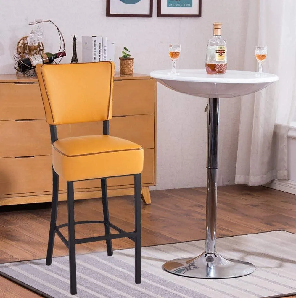 30" Upholstered Bar Stools Kitchen Chairs Counter Pub Leather Dining Chairs, Orange