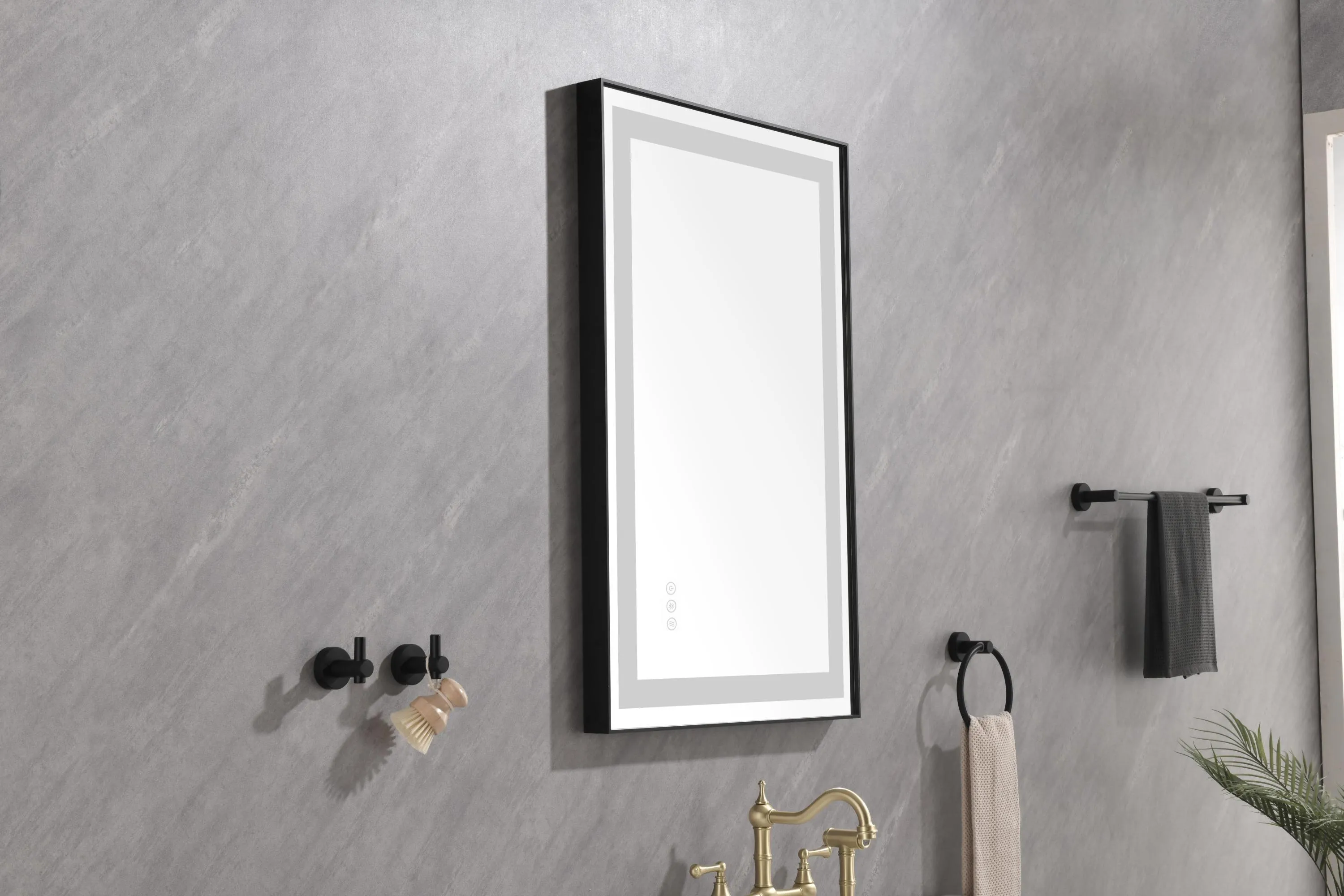 36*24 LED Lighted Bathroom Wall Mounted Mirror with High Lumen Anti-Fog Separately Control