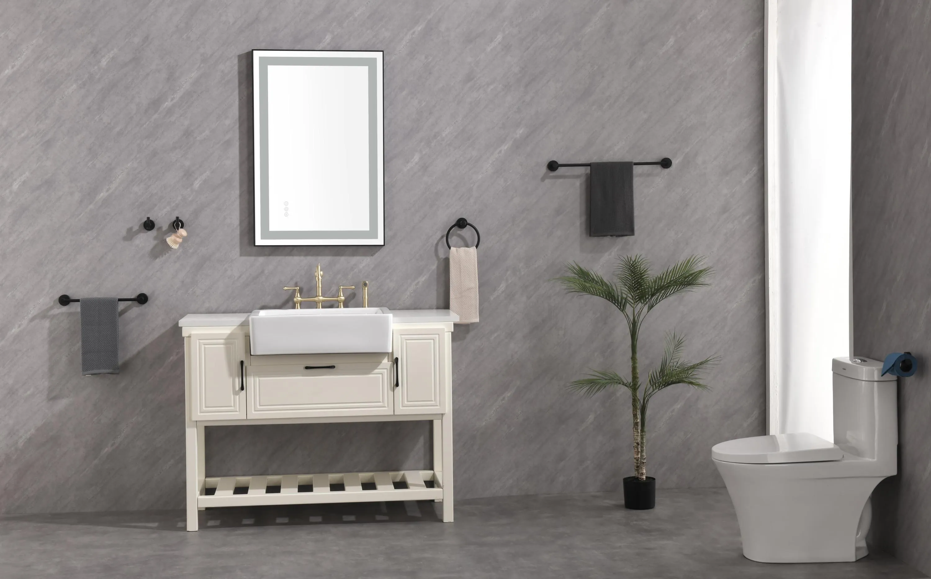 36*24 LED Lighted Bathroom Wall Mounted Mirror with High Lumen Anti-Fog Separately Control