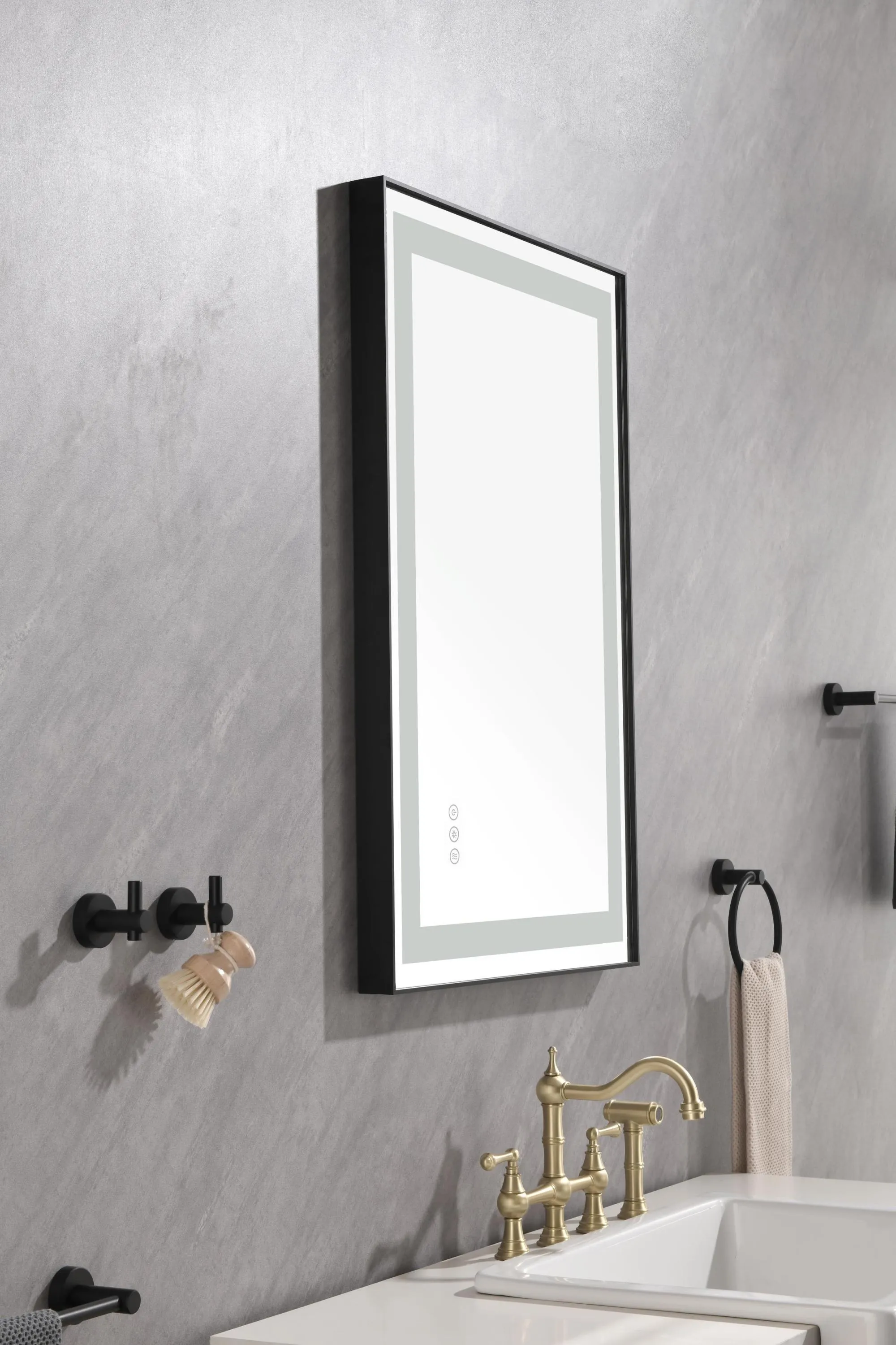 36*24 LED Lighted Bathroom Wall Mounted Mirror with High Lumen Anti-Fog Separately Control