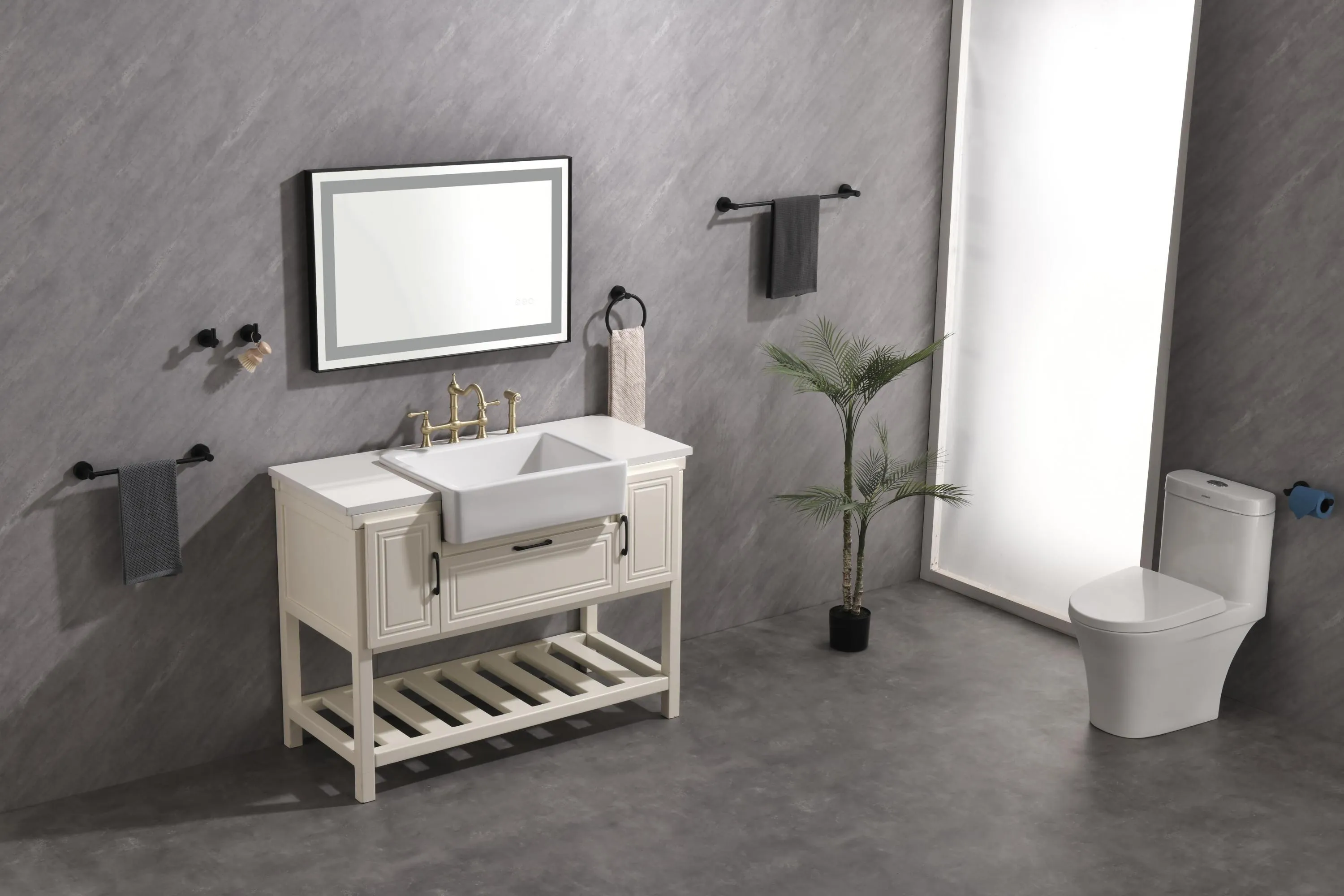 36*24 LED Lighted Bathroom Wall Mounted Mirror with High Lumen Anti-Fog Separately Control