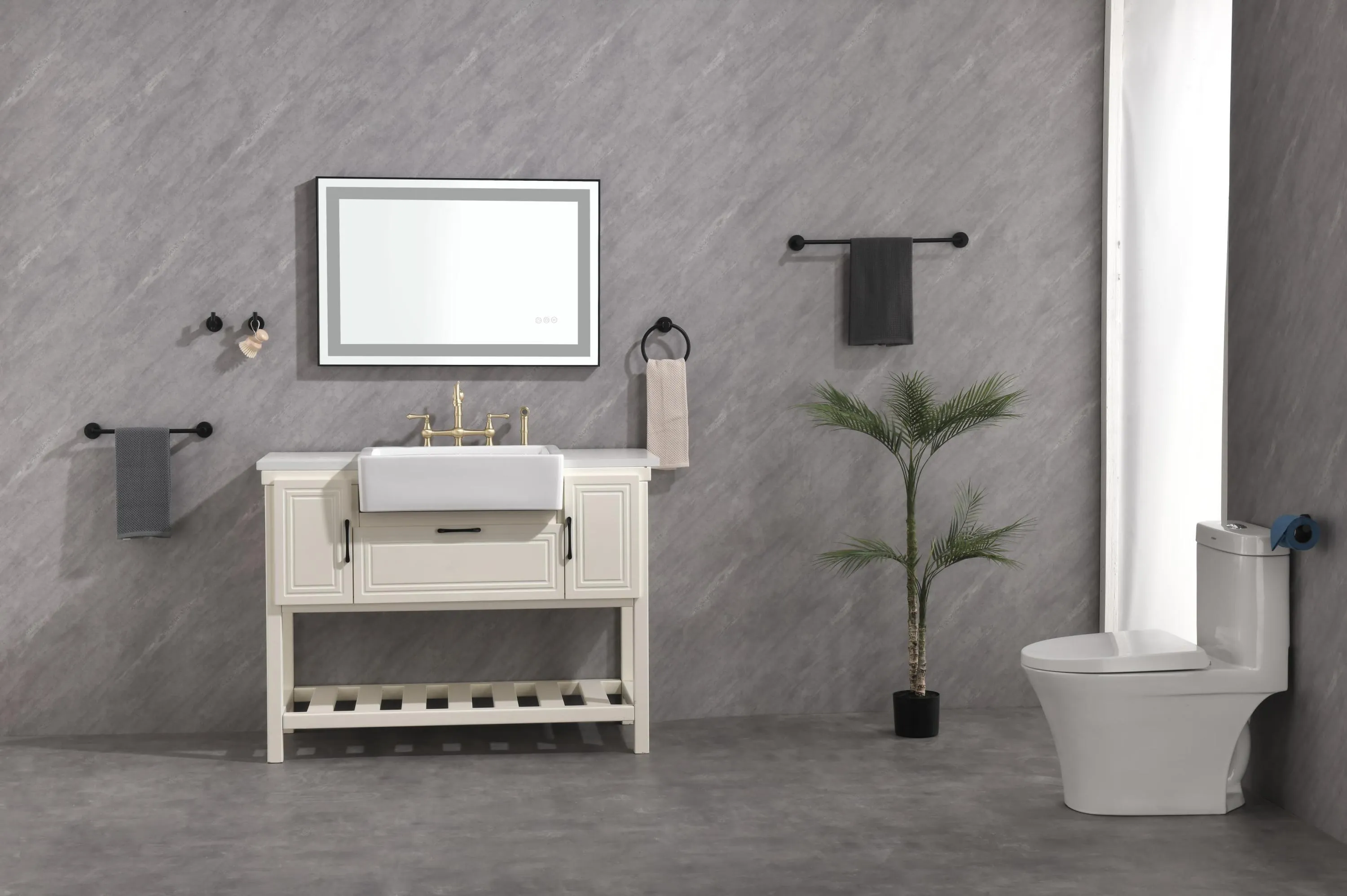 36*24 LED Lighted Bathroom Wall Mounted Mirror with High Lumen Anti-Fog Separately Control