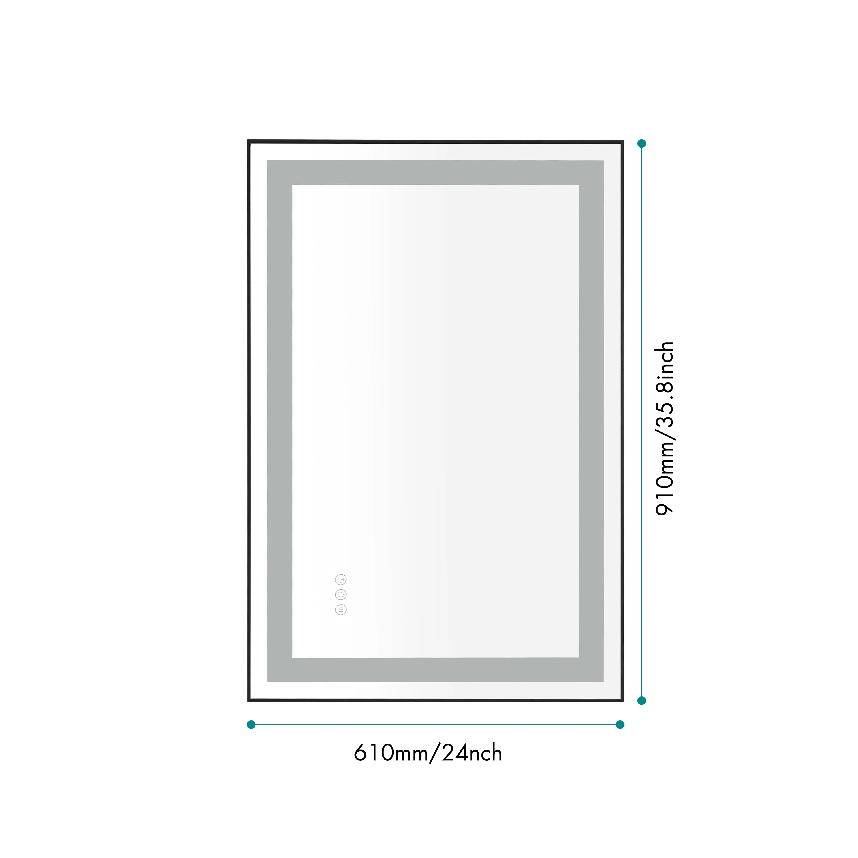 36*24 LED Lighted Bathroom Wall Mounted Mirror with High Lumen Anti-Fog Separately Control