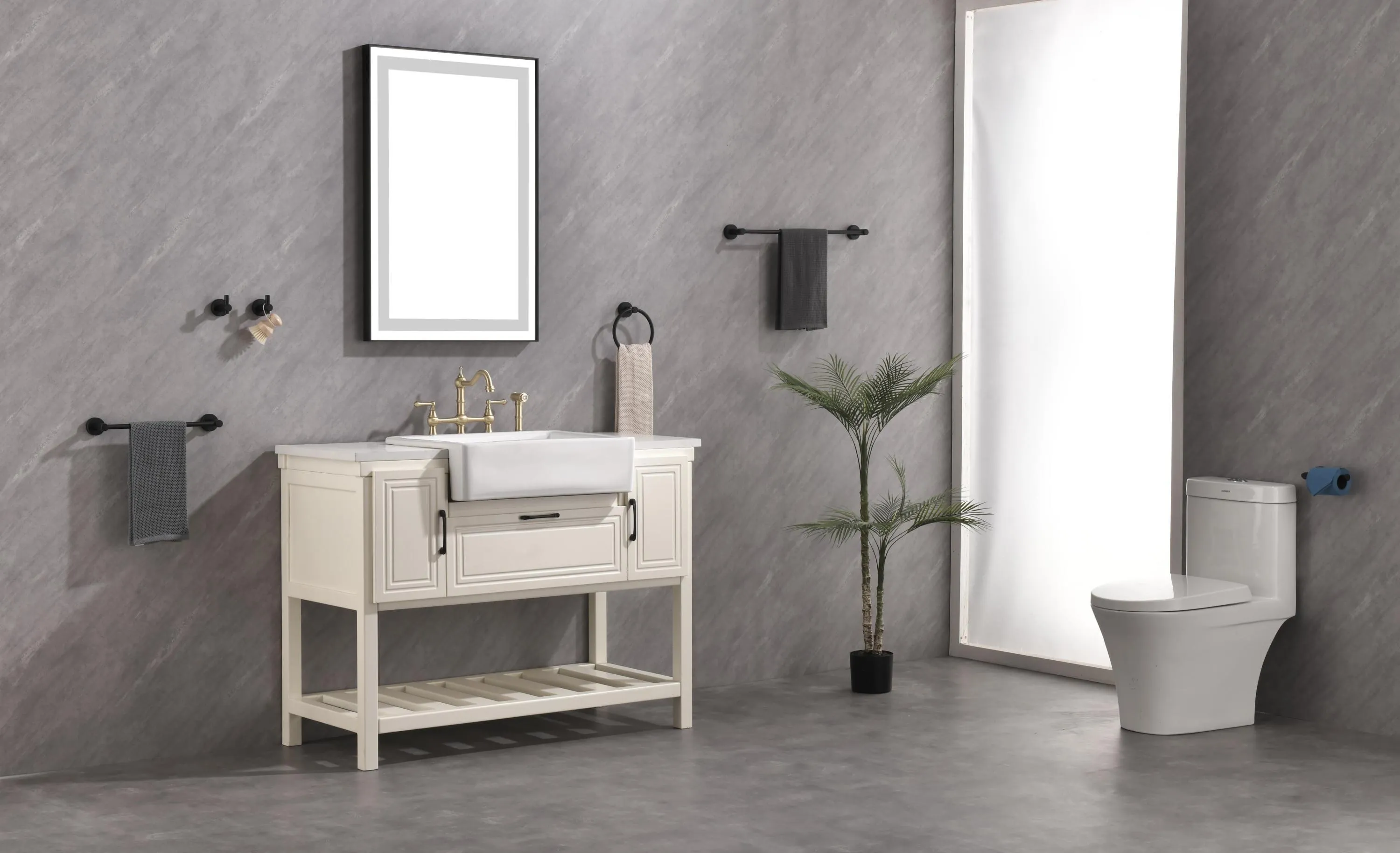 36*24 LED Lighted Bathroom Wall Mounted Mirror with High Lumen Anti-Fog Separately Control