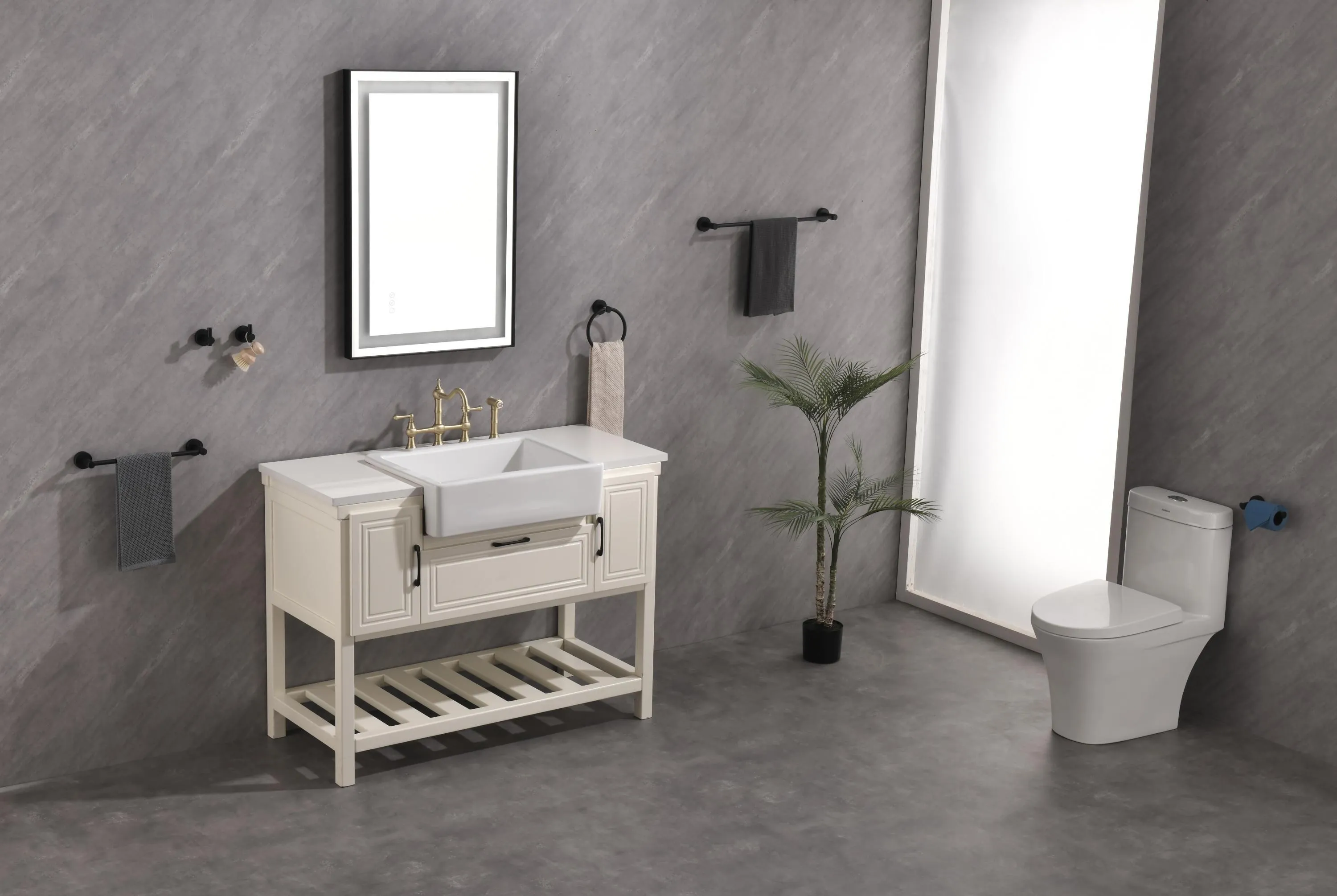 36*24 LED Lighted Bathroom Wall Mounted Mirror with High Lumen Anti-Fog Separately Control