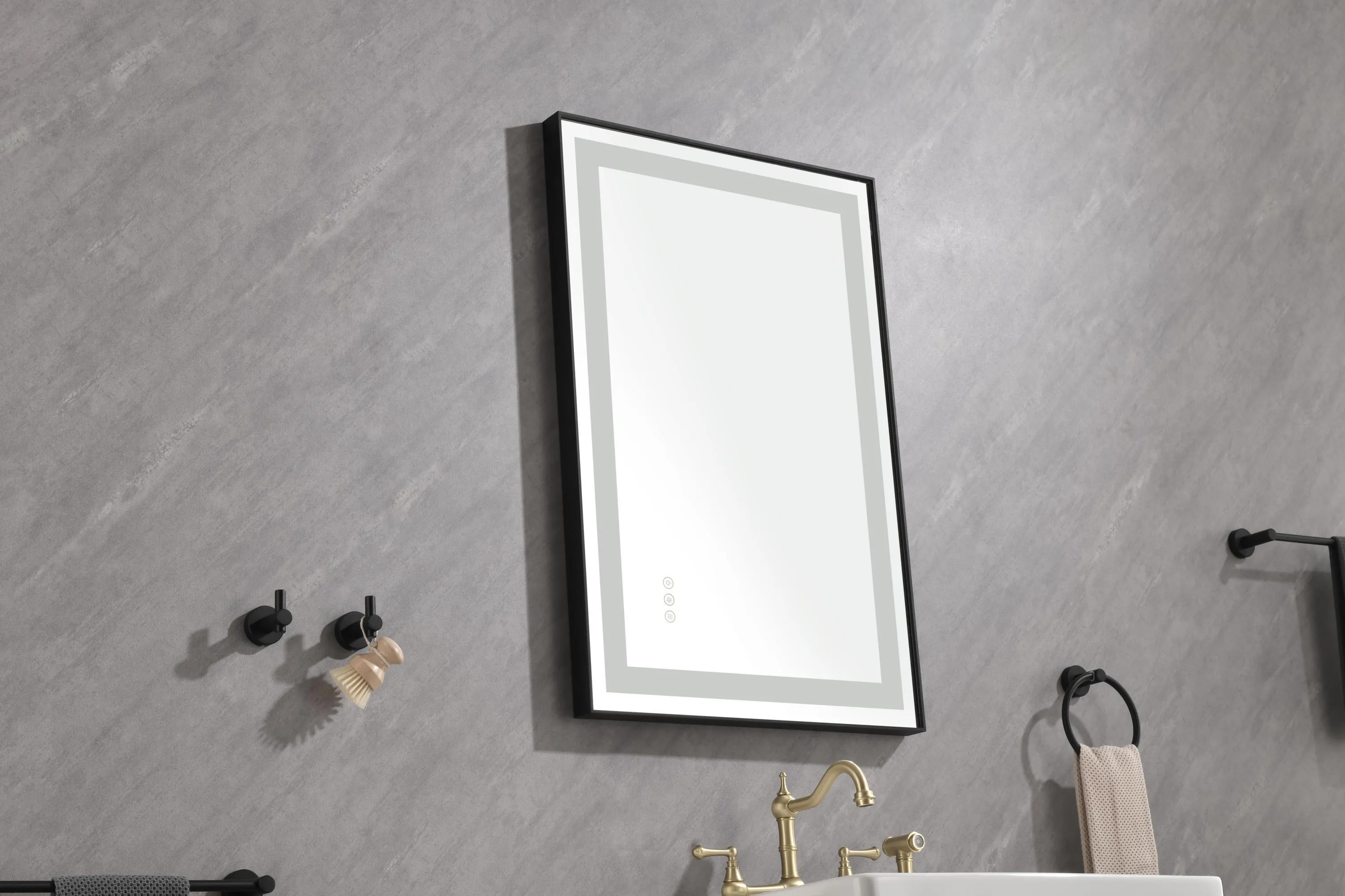 36*24 LED Lighted Bathroom Wall Mounted Mirror with High Lumen Anti-Fog Separately Control
