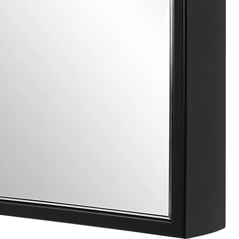 40 Inch Wood Wall Mirror, Rectangular Thin Frame, Black By Casagear Home
