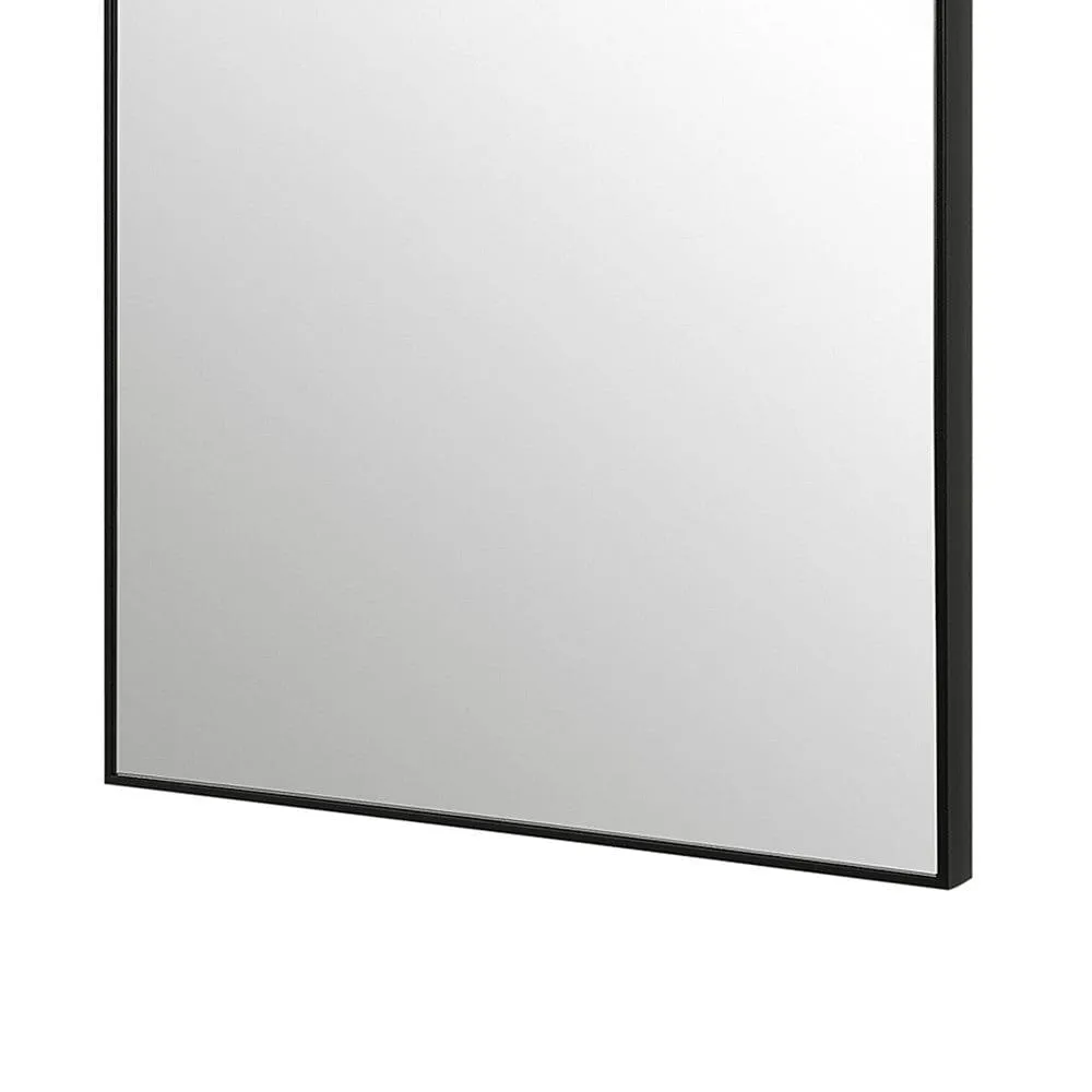 40 Inch Wood Wall Mirror, Rectangular Thin Frame, Black By Casagear Home