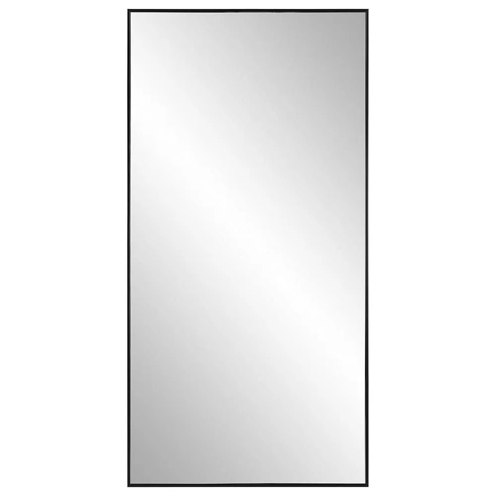 40 Inch Wood Wall Mirror, Rectangular Thin Frame, Black By Casagear Home