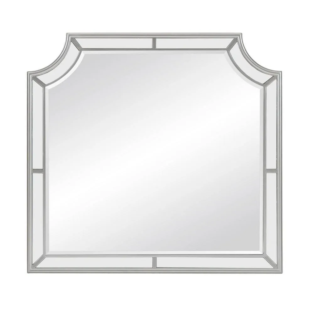 40" Wooden Frame Mirror with Clipped Corners, Silver By Casagear Home