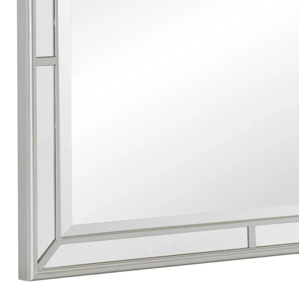 40" Wooden Frame Mirror with Clipped Corners, Silver By Casagear Home