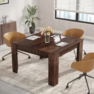 43" Conference Table, Wood Square Meeting Desk with Heavy Legs