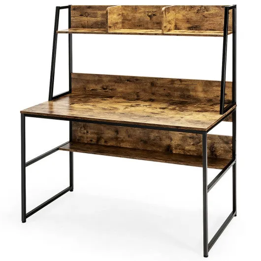 47-Inch Computer Desk Writing Study Table Workstation-Rustic Brown