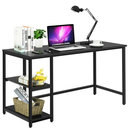 47"/55" Computer Desk Office Study Table Workstation Home with Adjustable Shelf Black-L