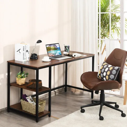 47"/55" Computer Desk Office Study Table Workstation Home with Adjustable Shelf Coffee-L