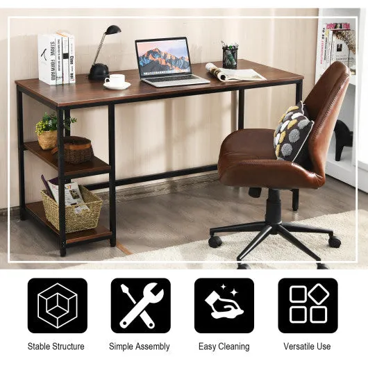 47"/55" Computer Desk Office Study Table Workstation Home with Adjustable Shelf Coffee-L