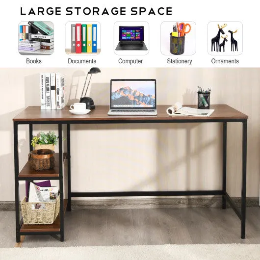 47"/55" Computer Desk Office Study Table Workstation Home with Adjustable Shelf Coffee-L