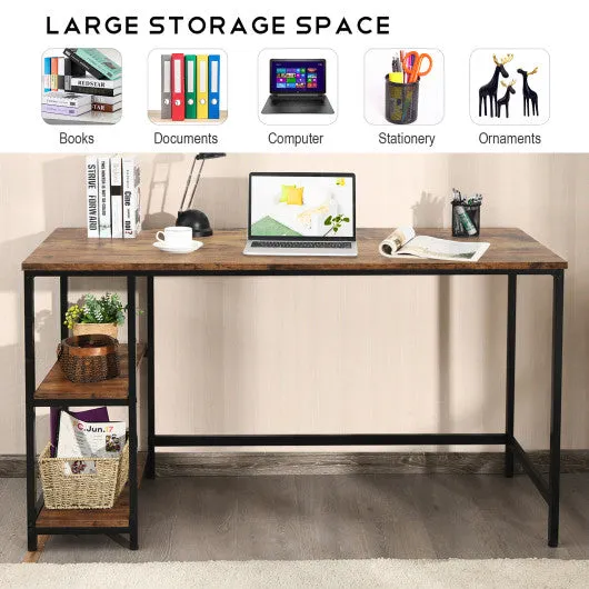 47"/55" Computer Desk Office Study Table Workstation Home with Adjustable Shelf Rustic Brown-L