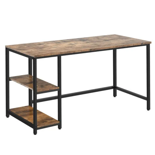 47"/55" Computer Desk Office Study Table Workstation Home with Adjustable Shelf Rustic Brown-L