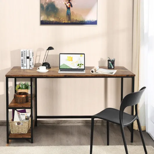 47"/55" Computer Desk Office Study Table Workstation Home with Adjustable Shelf Rustic Brown-L