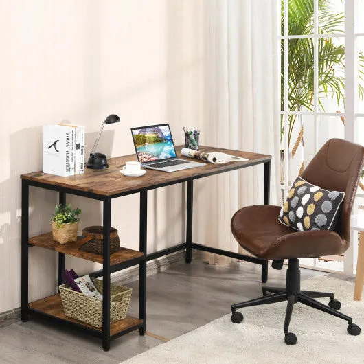 47"/55" Computer Desk Office Study Table Workstation Home with Adjustable Shelf Rustic Brown-L
