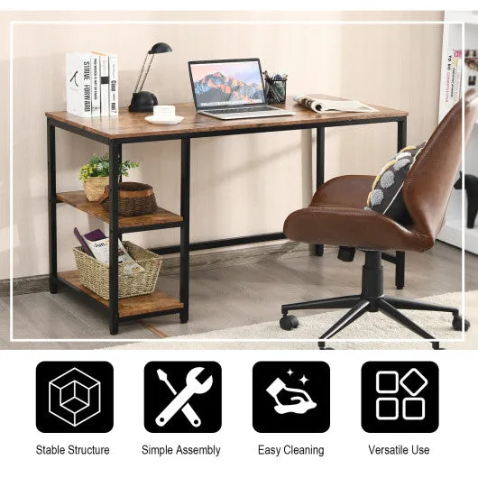 47"/55" Computer Desk Office Study Table Workstation Home with Adjustable Shelf Rustic Brown-L